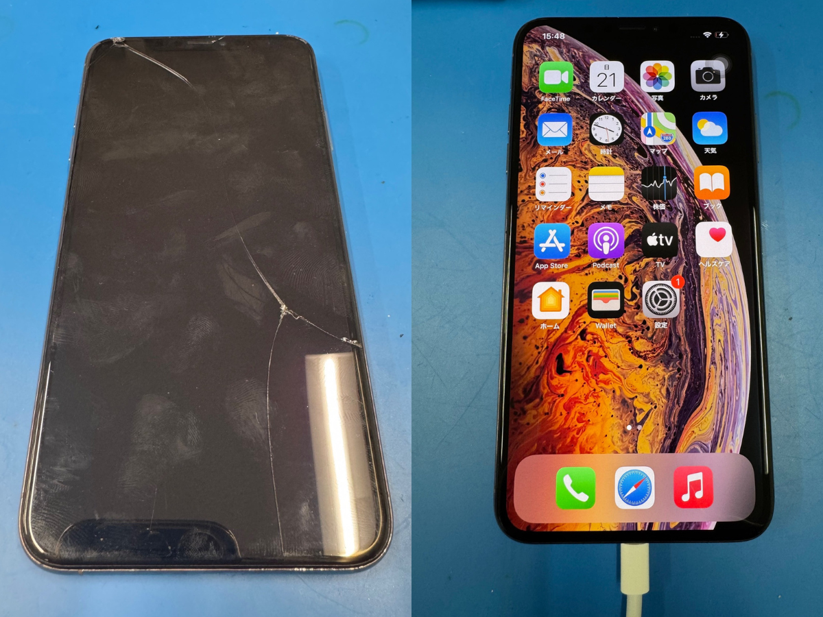 修理事例】iPhone XS Maxの画面割れを即日解決！キャッシュレスリペア