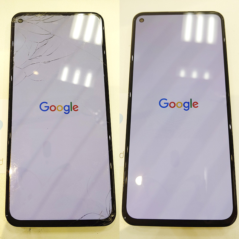 Pixel 5a(5G)画面バキバキ！修理時間30分 | スマホ修理ならiCracked