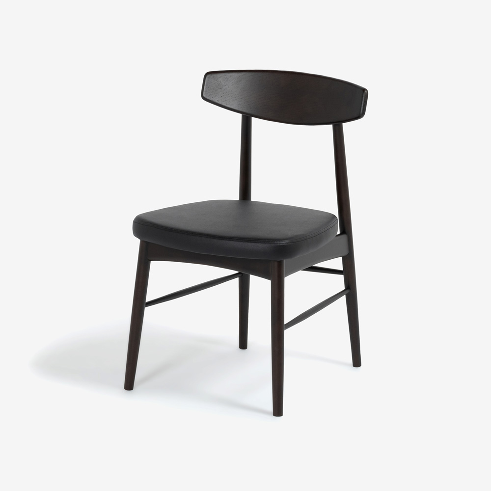 ダイニングチェア「ユノ3A」ウォールナット材/ラバーウッド材 PVC