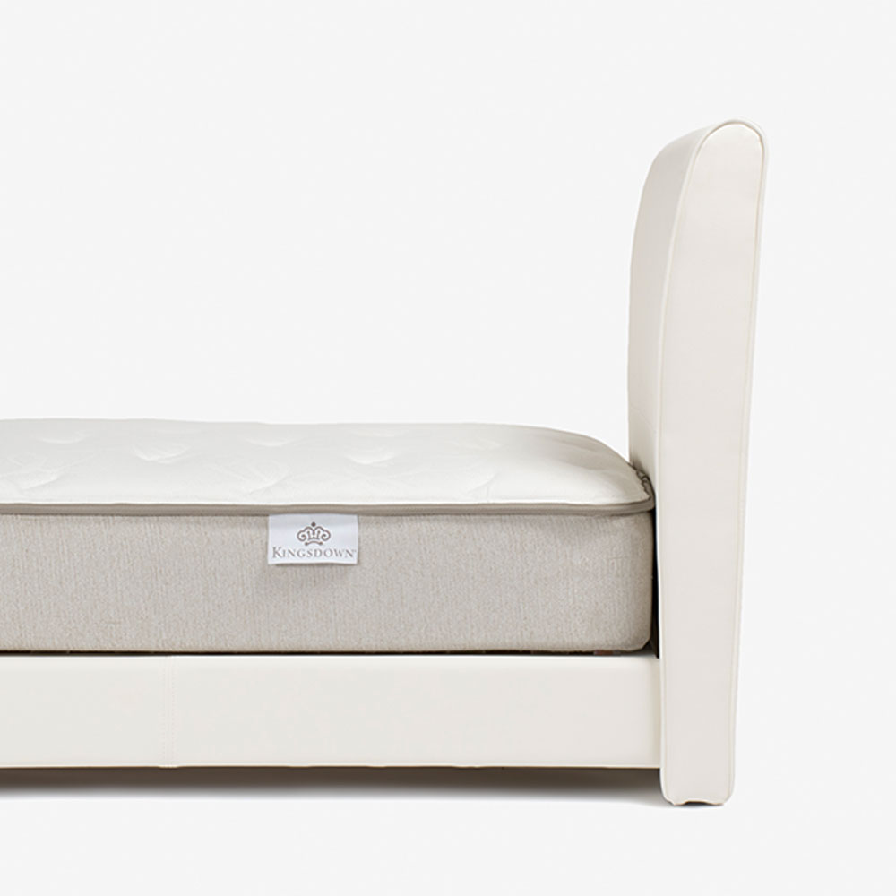 ベッドフレーム「Nレベッカ」半革張りホワイト色 床板仕様 角脚