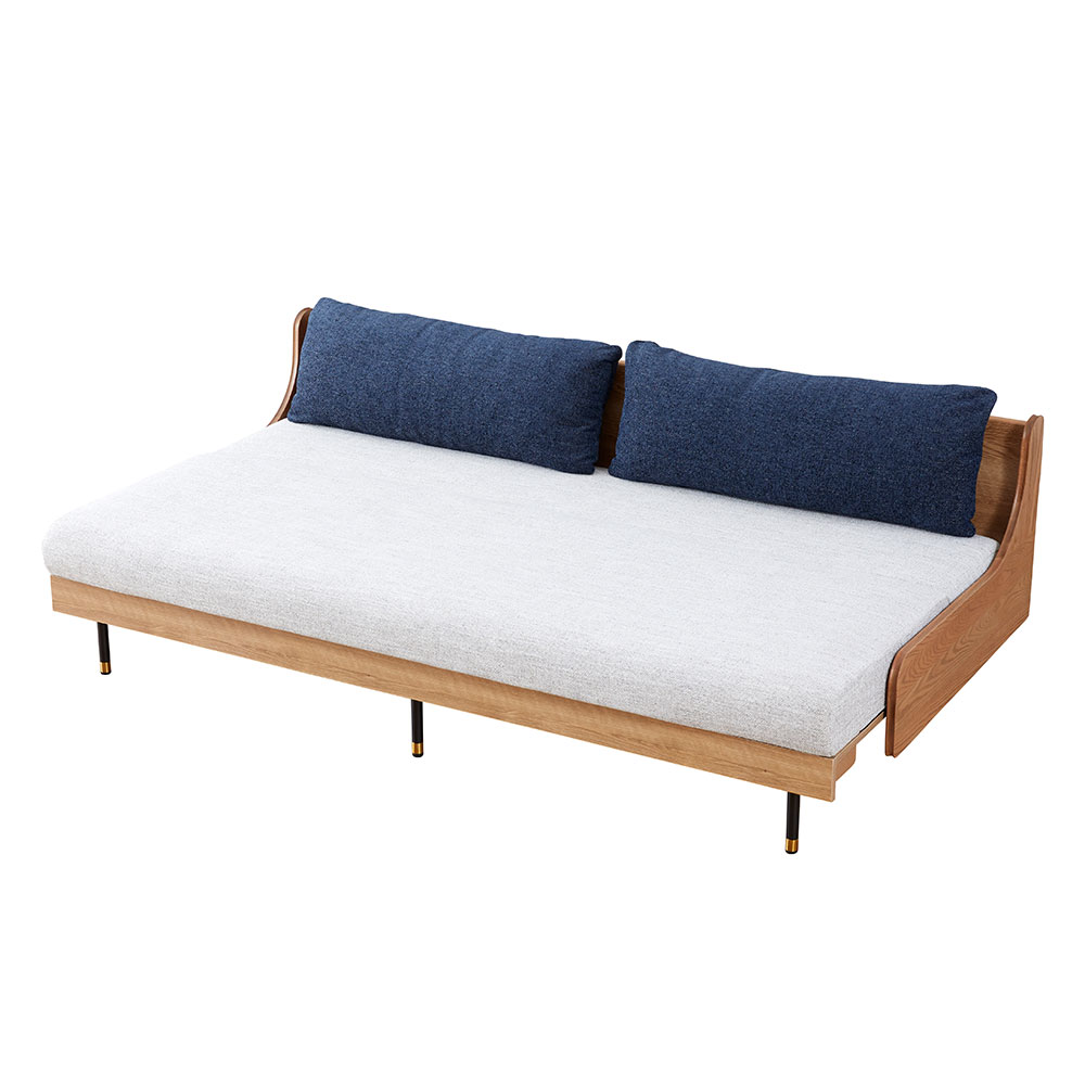 ソファベッド「ステイ 200」幅199cm 木部ヴィンテージナチュラル色 布