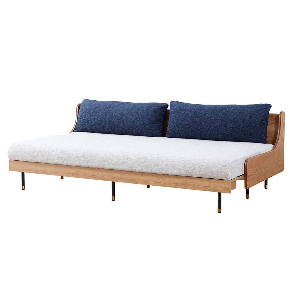 ソファベッド「ステイ 200」幅199cm 木部ヴィンテージナチュラル色 布
