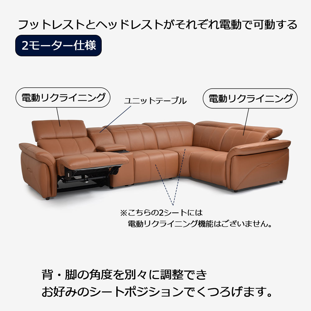 電動リクライニングコーナーソファ5点セット「L/S Motion 74（エルエス