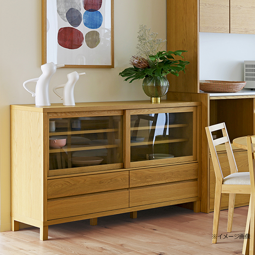 ローカップボード「カノ」幅145.2cm 奥行42.2cm 高さ89.5cm ホワイト