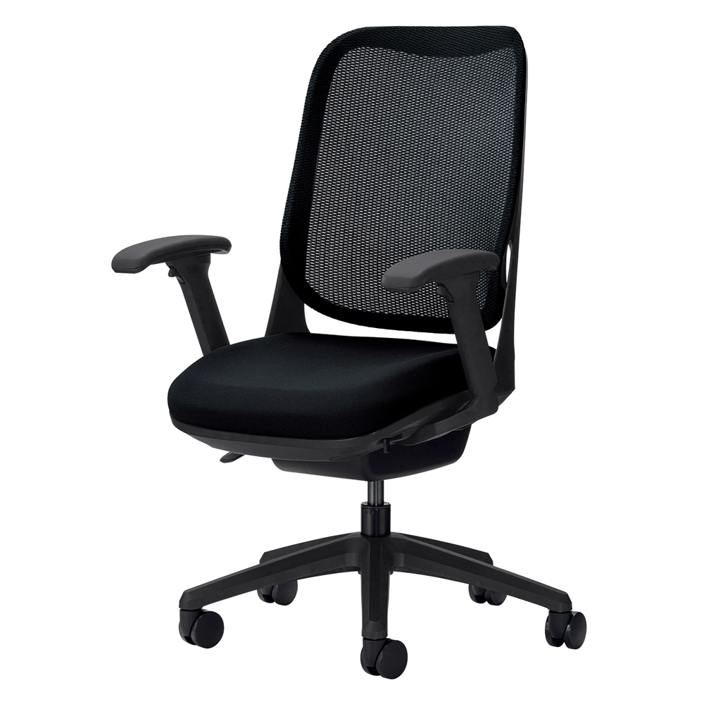 デスクチェア「ライド RIDE No.3567F-K」背フレーム/ブラック 脚ベース