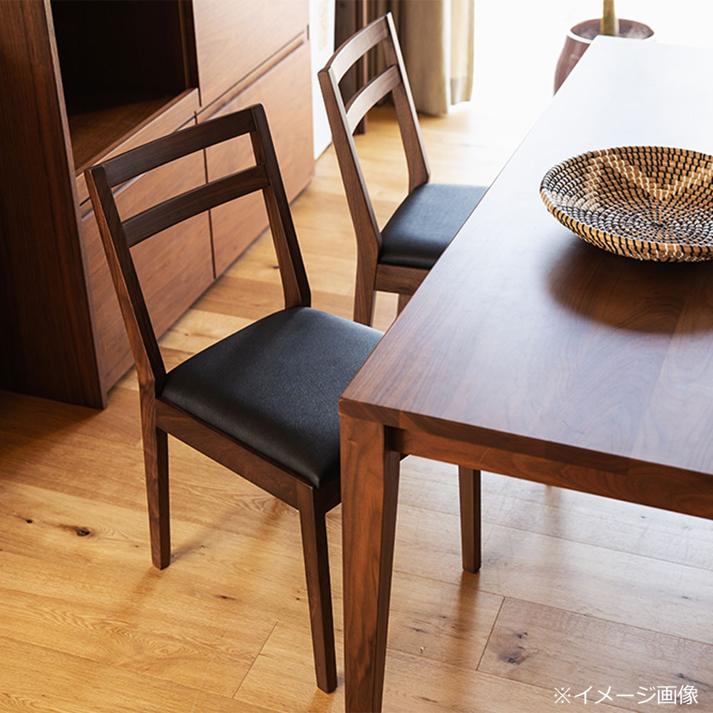 ダイニングチェア「プレーンV」ウォールナット材 PVC 12 ブラック色