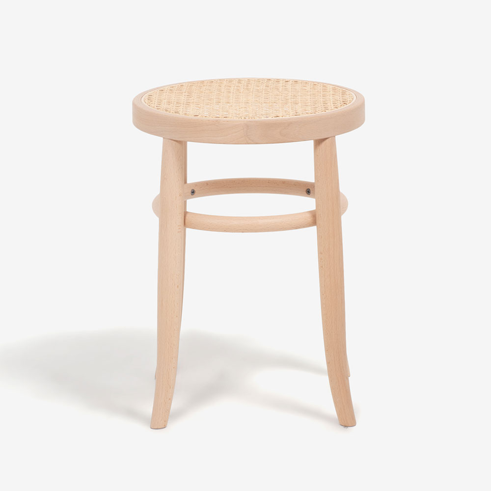 秋田木工 スツール「209-R」座面高43cm ブナ材白木塗装/座面籐張り