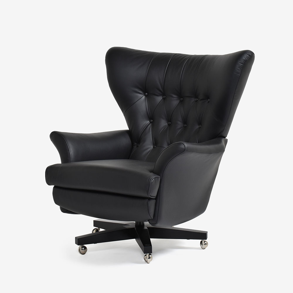 アームチェア「SIXTY TWO 6250」キャスター付 革ブラック | 【公式