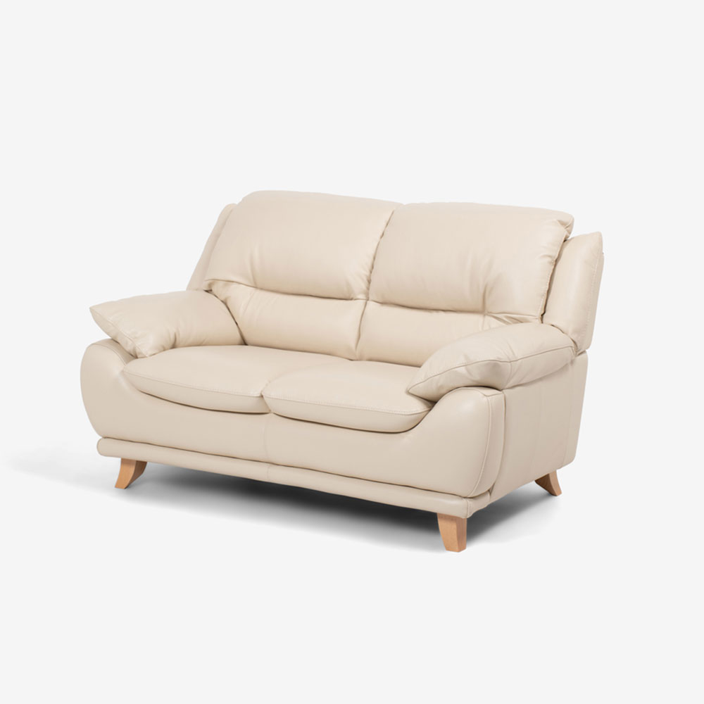 ラブソファ 2人掛け「オースチンKD」幅156cm 革#J/S-862C ビスク色 脚