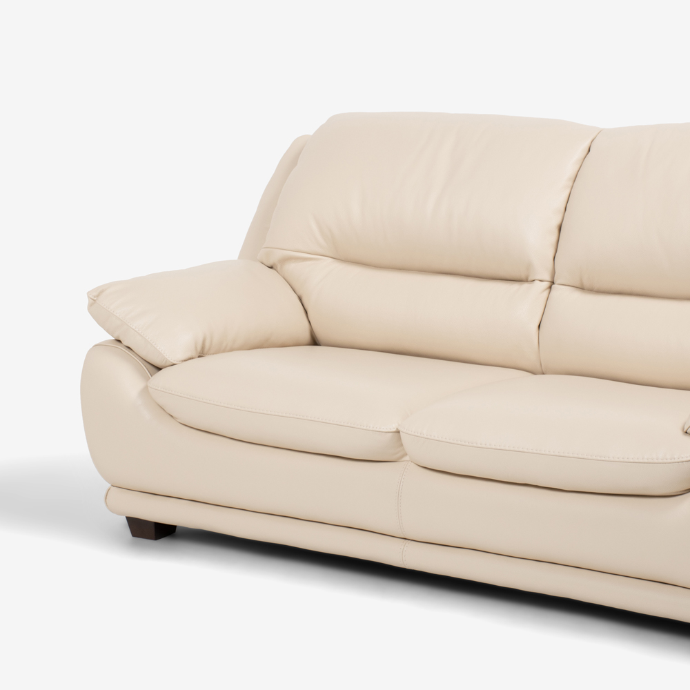 ソファ 2.5人掛け「オースチンKD」幅187cm 革#J/S-862C ビスク色 脚部