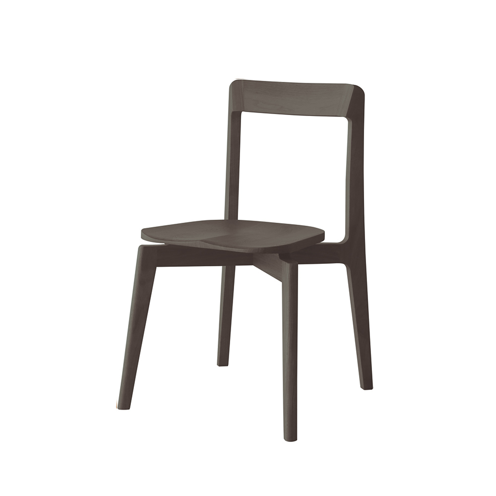 ダイニングチェア「リアルト」板座 ホワイトオーク材 ブラック色【受注