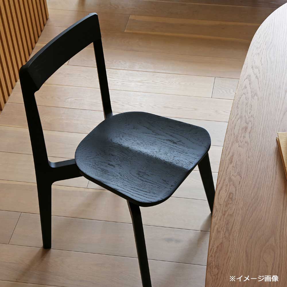 ダイニングチェア「リアルト」板座 ホワイトオーク材 ブラック色【受注