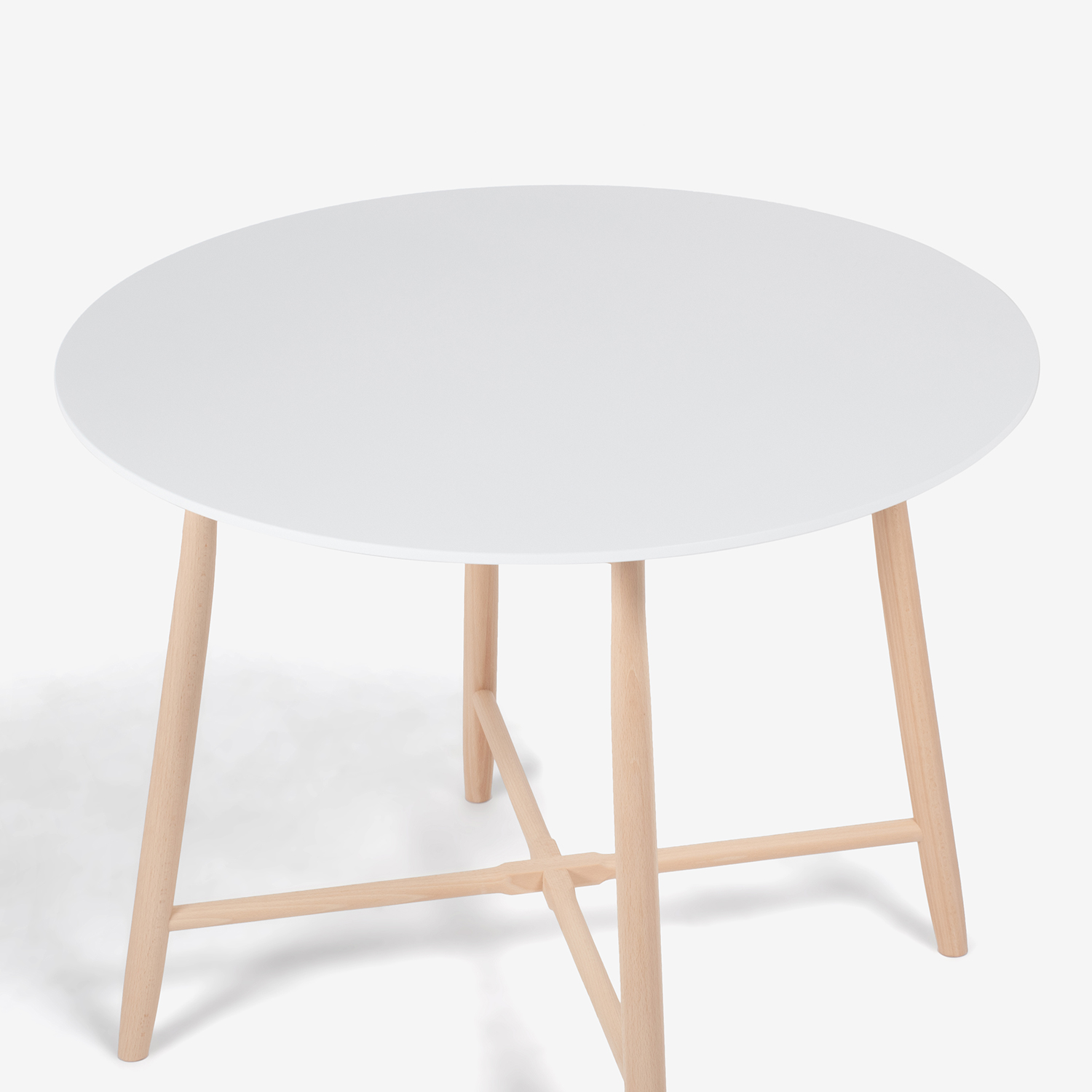 秋田木工 ダイニングテーブル（丸）「209EB」 ブナ材EBホワイト色