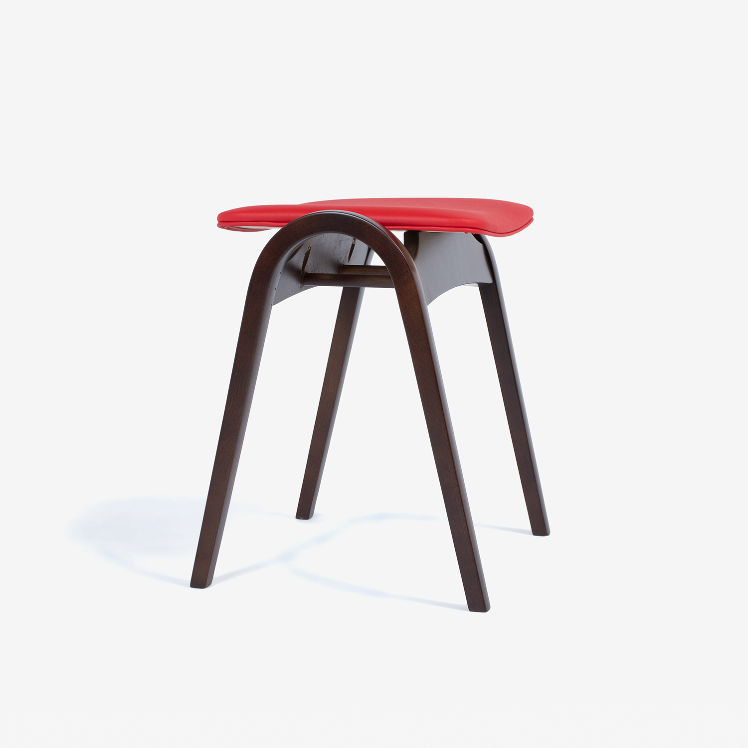 秋田木工 スツール「No.202」ブナ材WNウォールナット色 張地#PVCRED