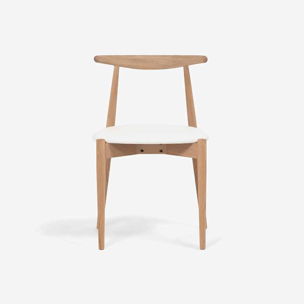 秋田木工 ダイニングチェア「No.0808」ナラ材 白木塗装 PVCIV2