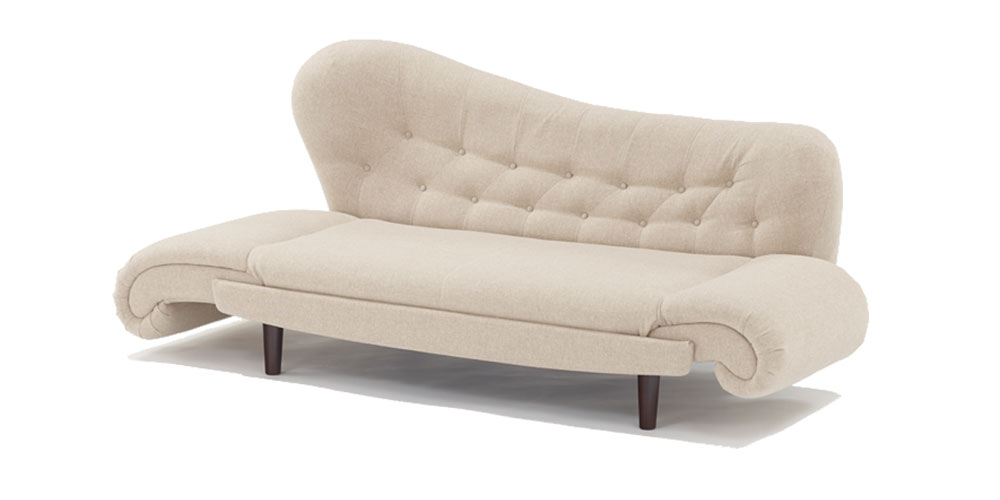 ソファベッド「シェル」布NEPベージュ 木脚全2色【受注生産品