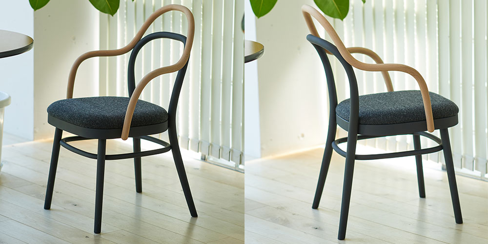 秋田木工 ダイニングチェア「magekko(まげっこ)」ブナ材 ブラック色/張