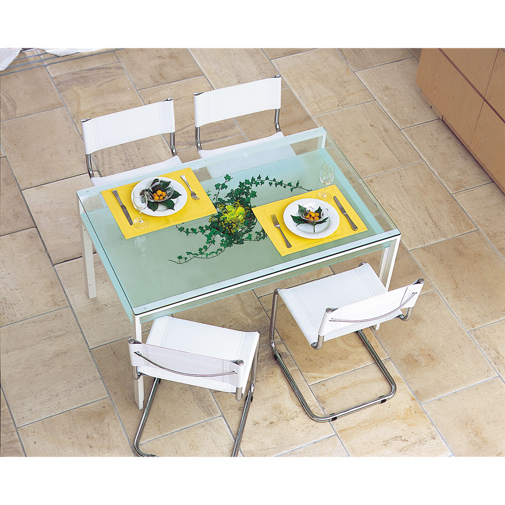 ダイニングテーブル「DT フレームホワイト色」全3サイズ ガラスの