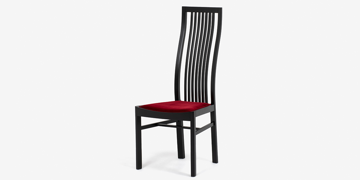 秋田木工 ダイニングチェア「2801」ブナ材ブラック色 張地ベルベット