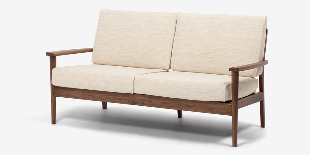 ソファ「シネマN2」幅160cm ウォールナット材 カバーリング仕様 布全9