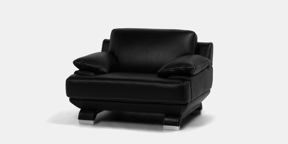 アームチェア 1人掛け「L/S 01（エルエス01）」幅113cm 革ブラック色