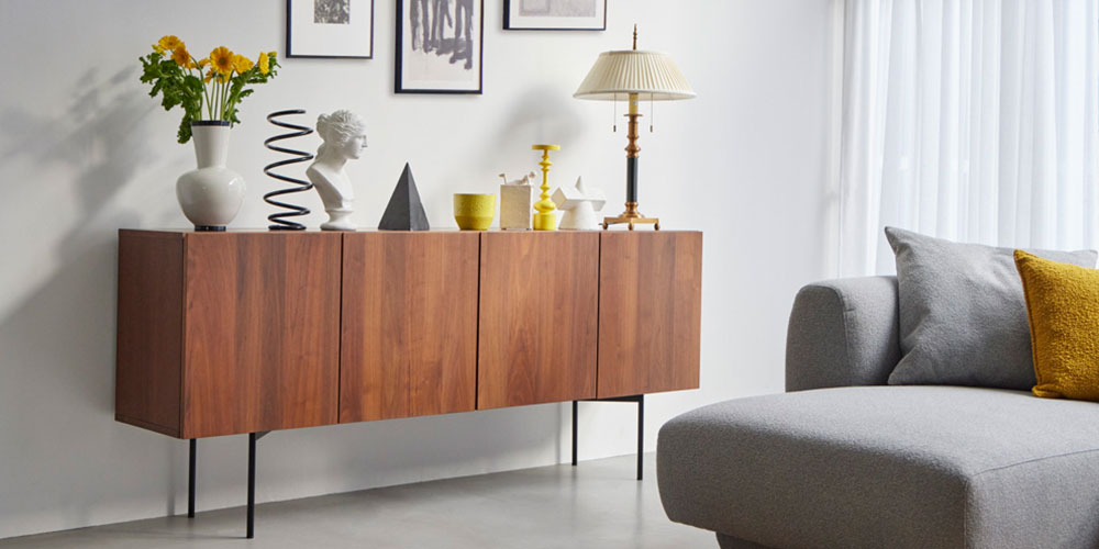 サイドボード「ベベル」ウォールナット材 幅200cm【受注生産品