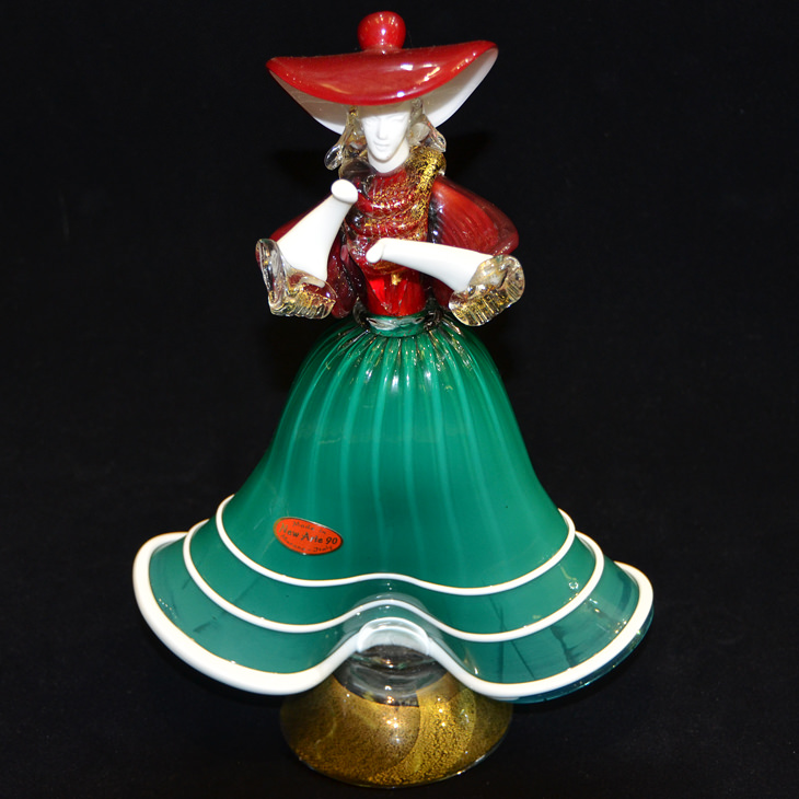 Venetian glass doll / ベネチアガラス - 人形 赤帽子 緑ズボン