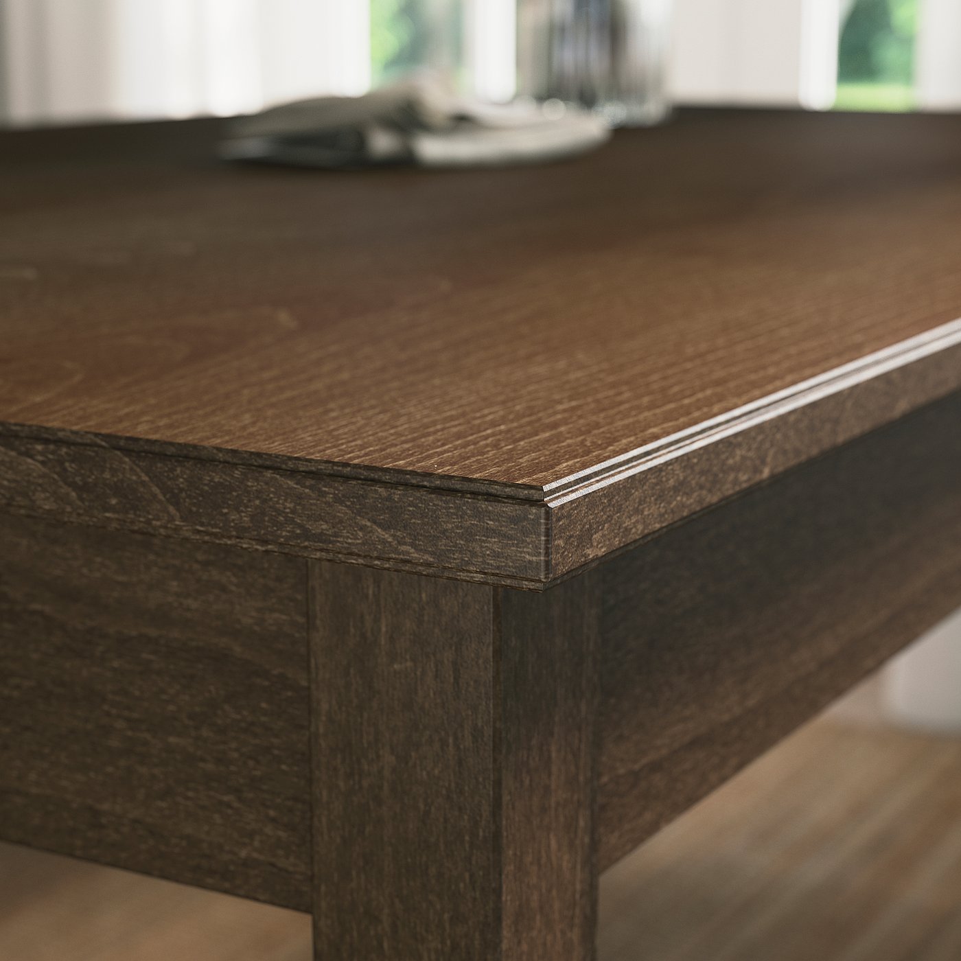 NÄSINGE ネースィンゲ 伸長式テーブル, ダークブラウン ステイン仕上げ