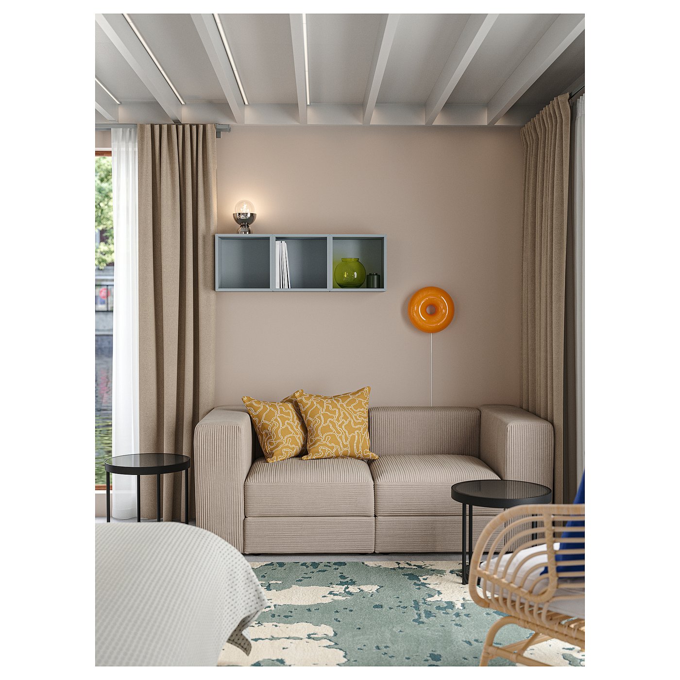 JÄTTEBO イェッテボ 2人掛けモジュールソファ, サムサーラ グレー