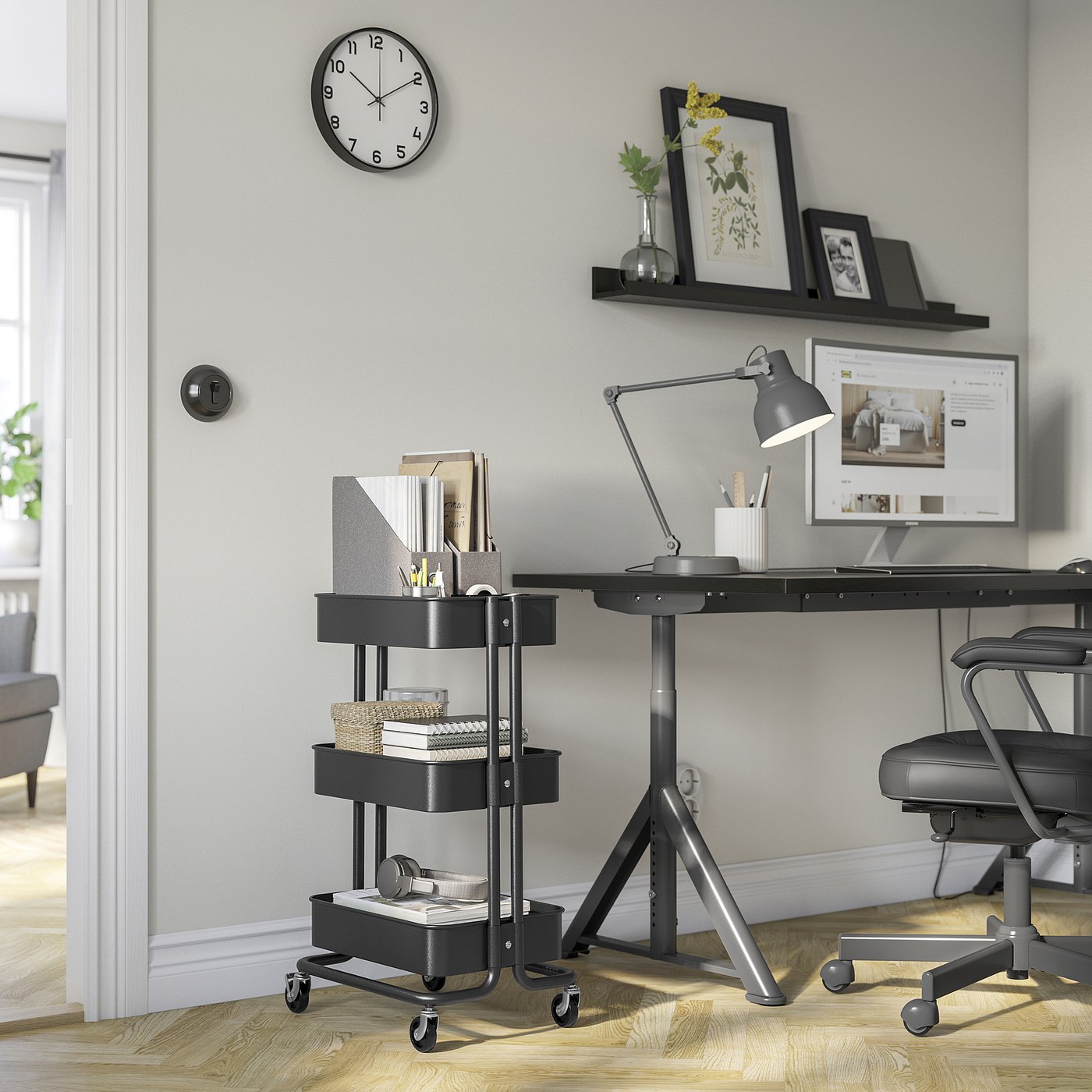 RÅSKOG ロースコグ ワゴン, ブラック, 35x45x77 cm - IKEA