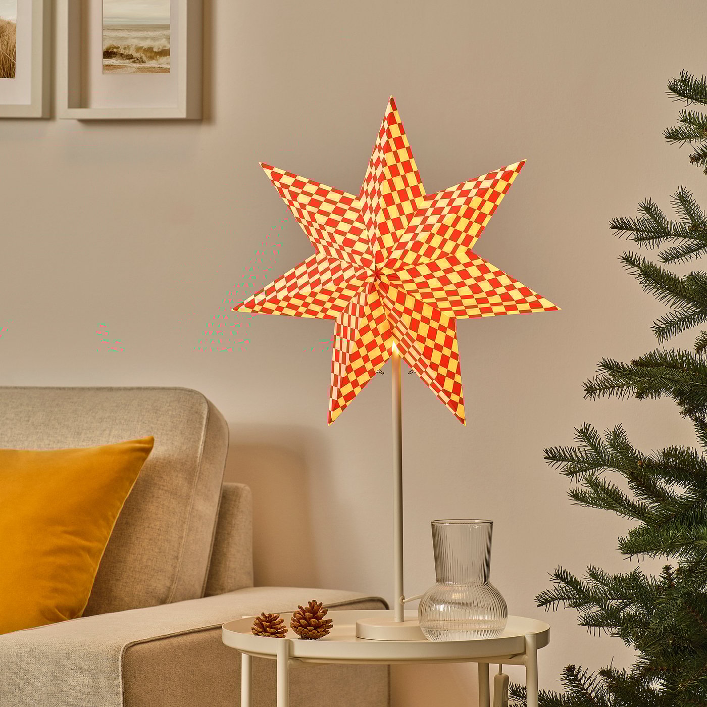 STRÅLA ストローラ ランプシェード, レッド/ホワイト, 48 cm - IKEA