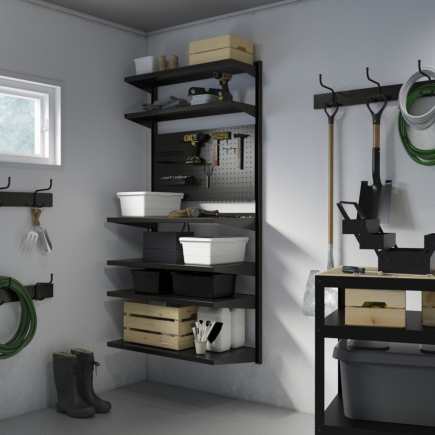 IKEA BROR ブロール 棚板×3、脚×4（1セット） BROR ブロール 棚板