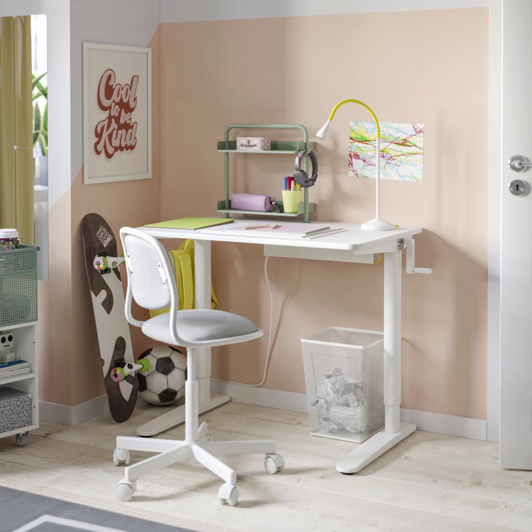 RELATERA desk combination sit/stand, white/light gray-green, 353