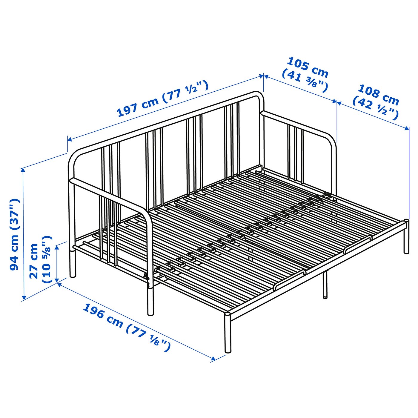 FYRESDAL Daybed frame, black, Twin - IKEA