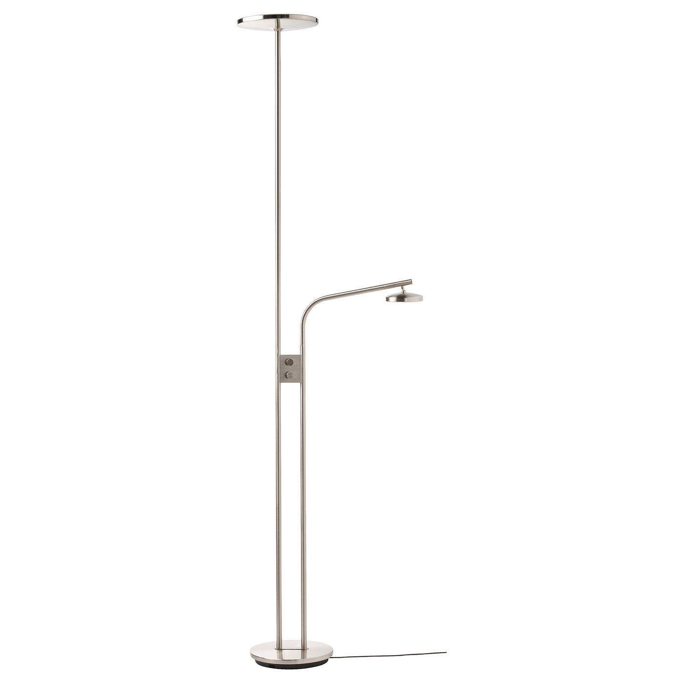 ISJAKT LED floor uplighter/reading lamp, dimmable/nickel plated