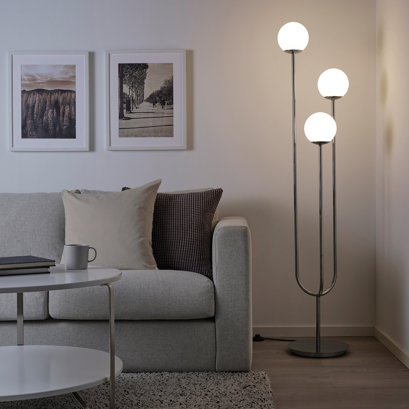 SIMRISHAMN floor lamp, chrome plated/opal glass - IKEA