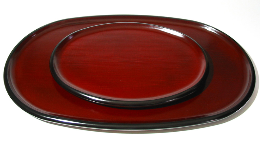 小判盆 布目 大 木製 漆塗り トレー 漆器の井助