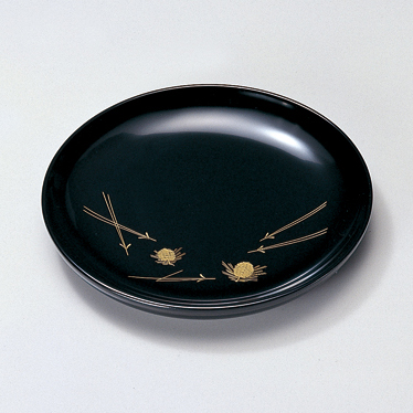 銘々皿 沈金松笠 黒 5枚セット 木製 漆塗り【製造中止】 漆器の井助