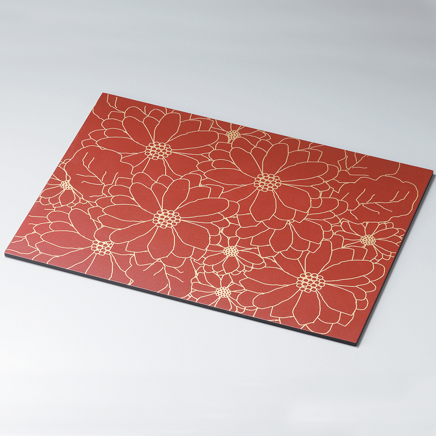 花柄ランチョンマット 赤に金ライン/黒に銀ライン 折敷 12-09603/09604