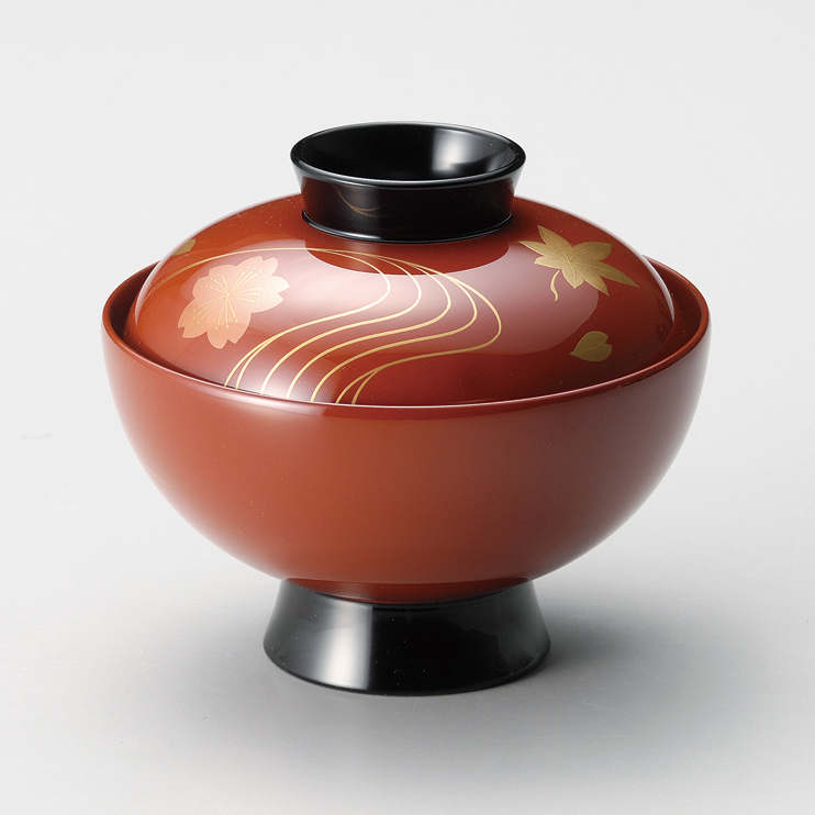 吸物椀 竜田川 古代朱 漆塗り 11-00603 (製造中止) 漆器の井助