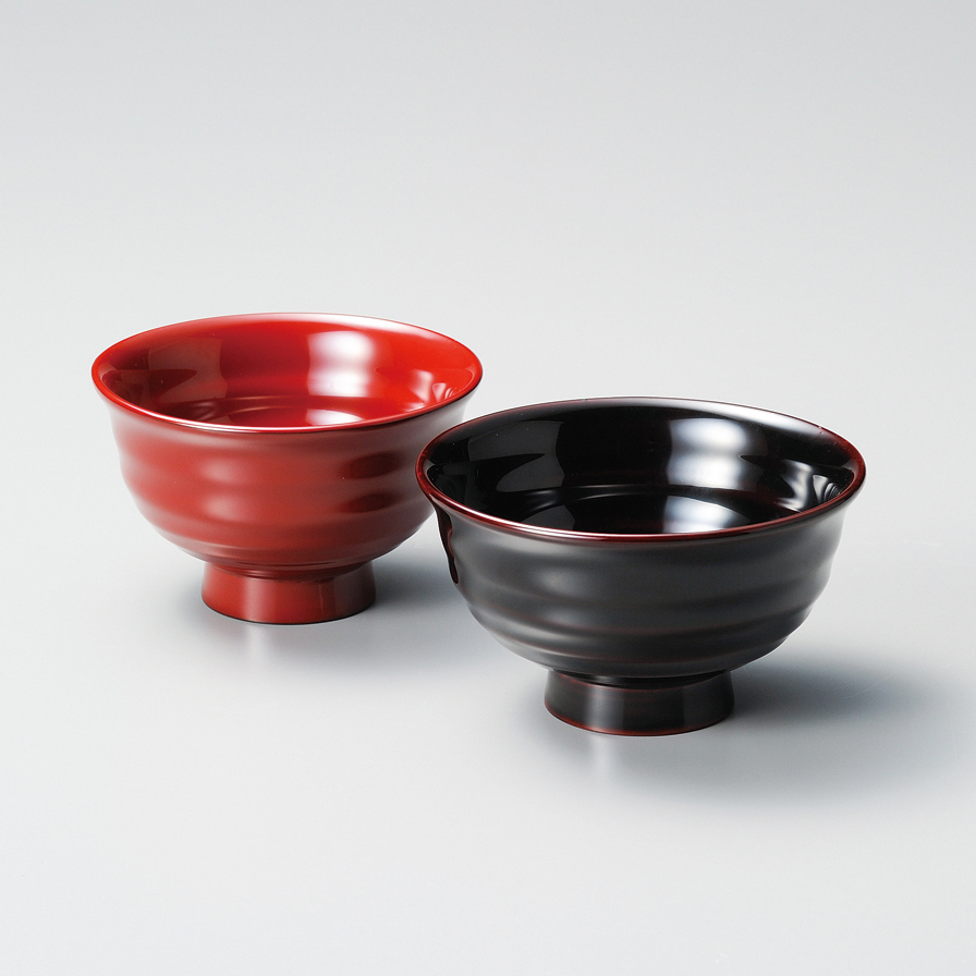 夫婦飯椀 手にぴったり 溜・朱 2客セット 木製 漆塗り 12-03404 漆器の井助