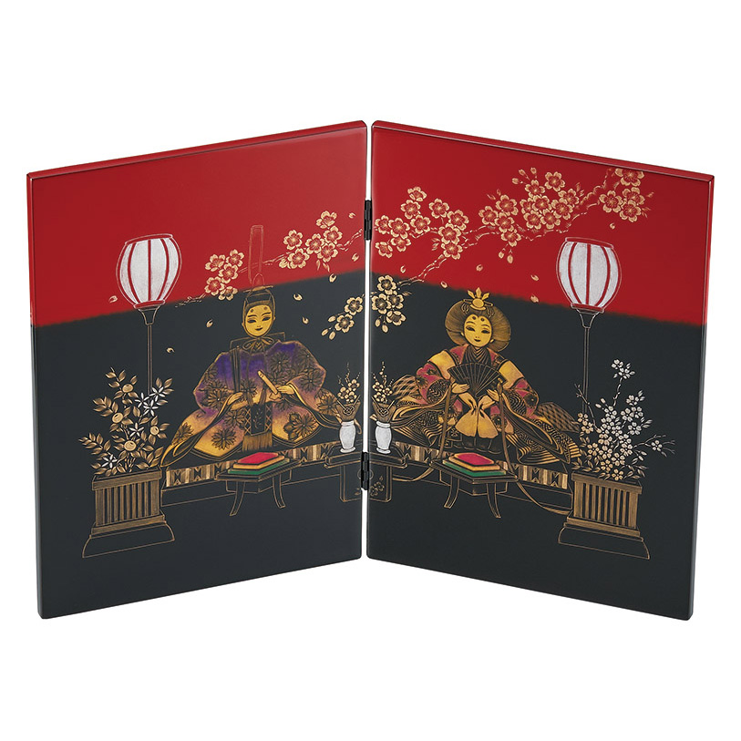 330 009-13 石目沈金彫 屏風 雛人形 330 009-13 石目沈金彫