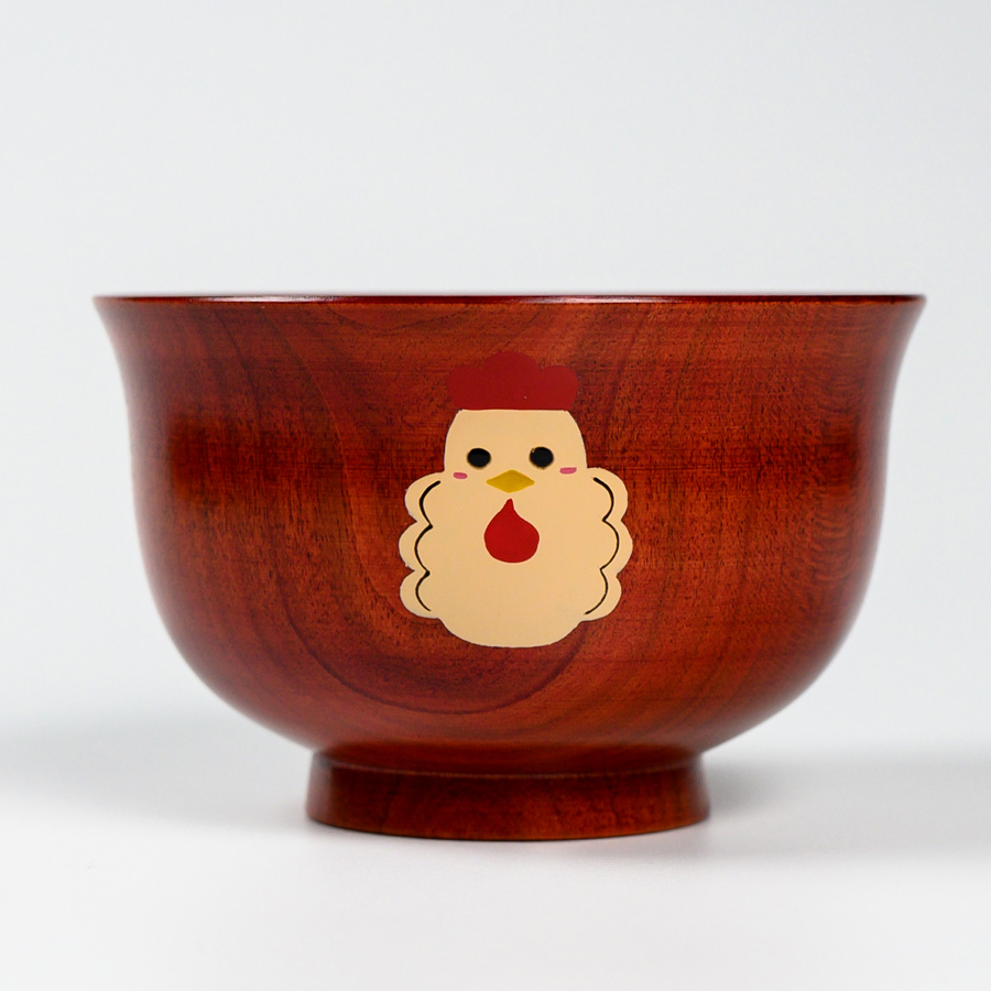 干支椀 桜 茜 木製 漆塗り 木のお椀・味噌汁椀 漆器の井助