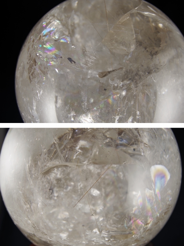 特大！水晶丸玉 18cm（ルチル・レインボー入り） 天然石販売 名取