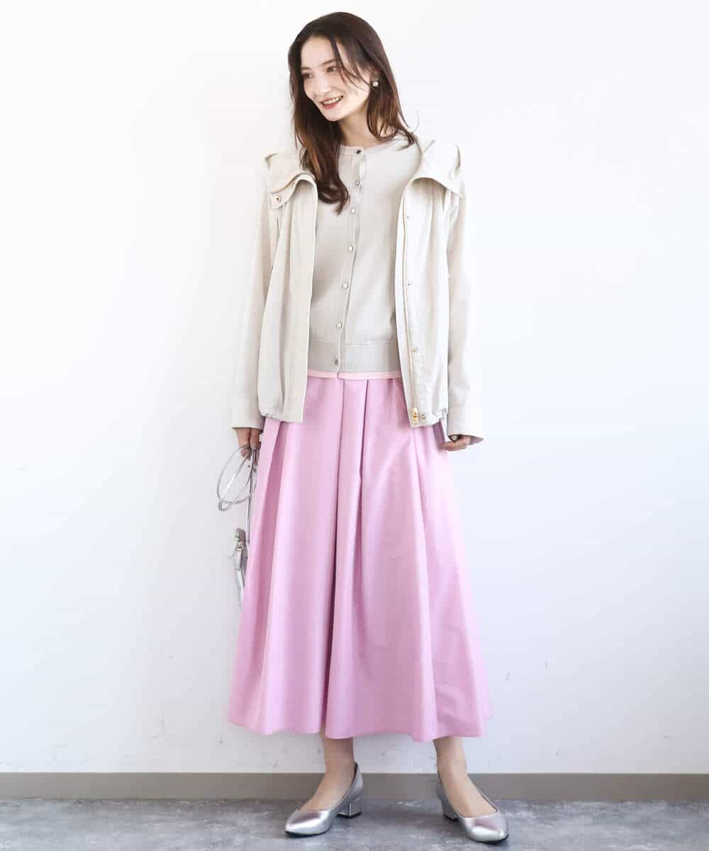 タックフレアスカート（無地）/洗える(ロング・マキシ丈スカート) | MK