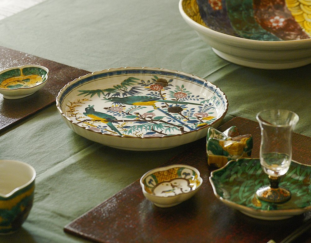 瑛生の器（九谷美陶園）｜（古）はは鳥文様八寸飾皿（切手付き）｜作家