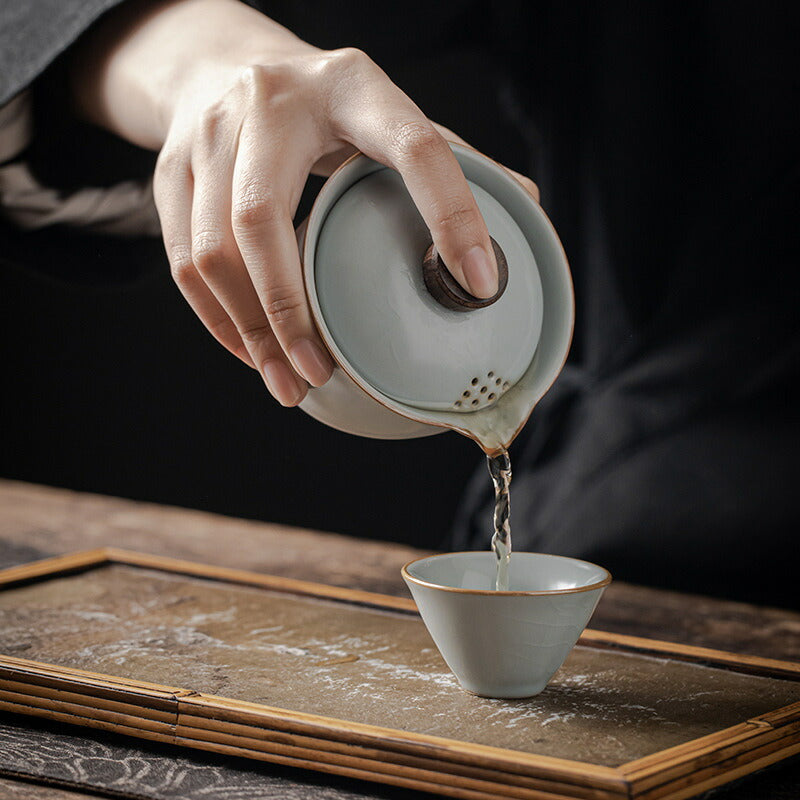 IwaiLoft 雨過天青 陶磁器 汝窯 青磁 宝瓶 茶器セット 茶杯 湯飲み 盃