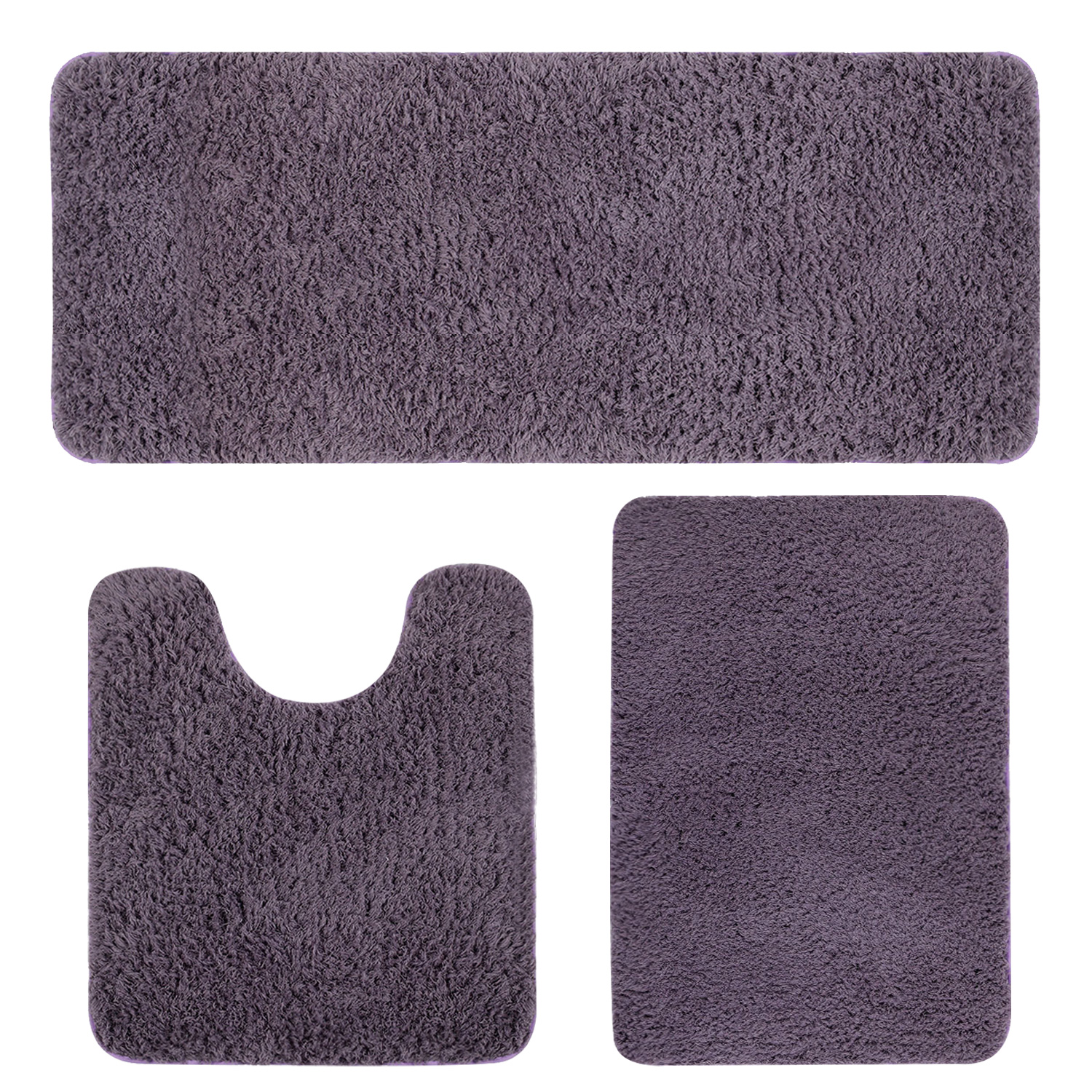 Jeedeson Cozy Purple Shaggy Bath Mats for Bathroom Set,High