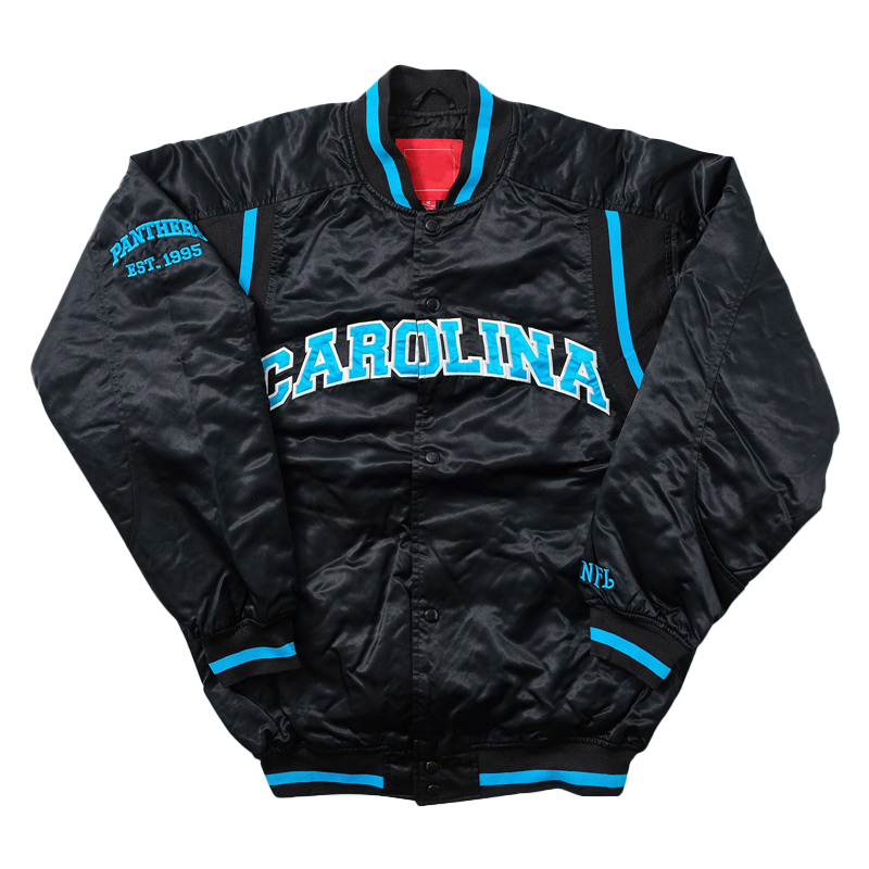 Vintage Full-Snap Black Satin Carolina Panthers Jacket