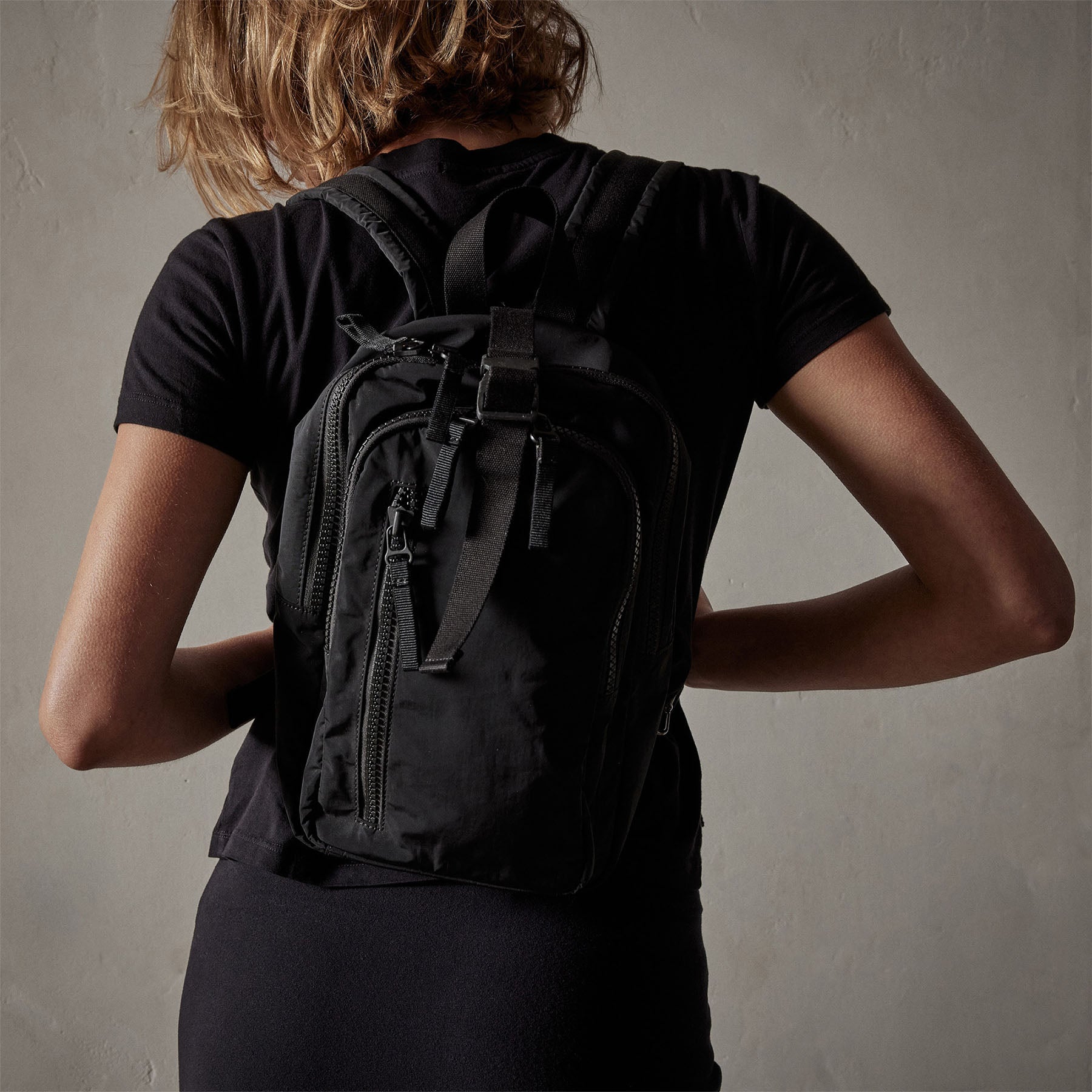 Mini Zip Backpack - Black | James Perse Los Angeles